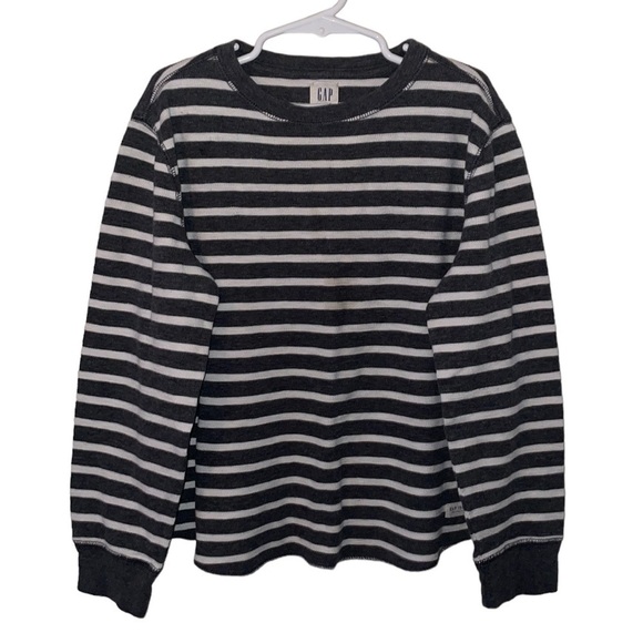 GAP Other - GAP Boys White/Gray Striped Long Sleeve Crewneck Sweatshirt Size M(8)